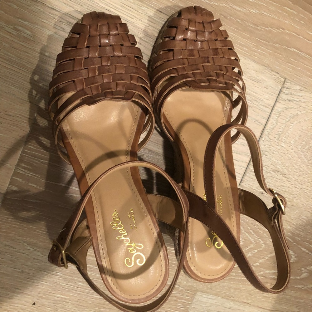 Braided wedge sandals. Size 7.